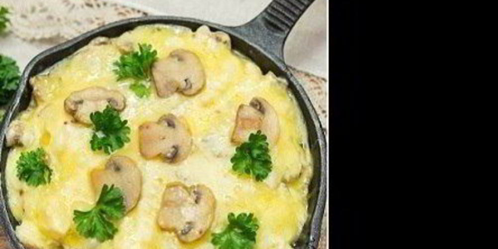 Рецепт жюльена с курицей и грибами на сковороде